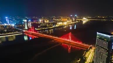 4K航拍延时南昌八一大桥城市夜景视频的预览图